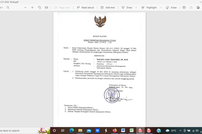 SK Plt Camat Karanganom