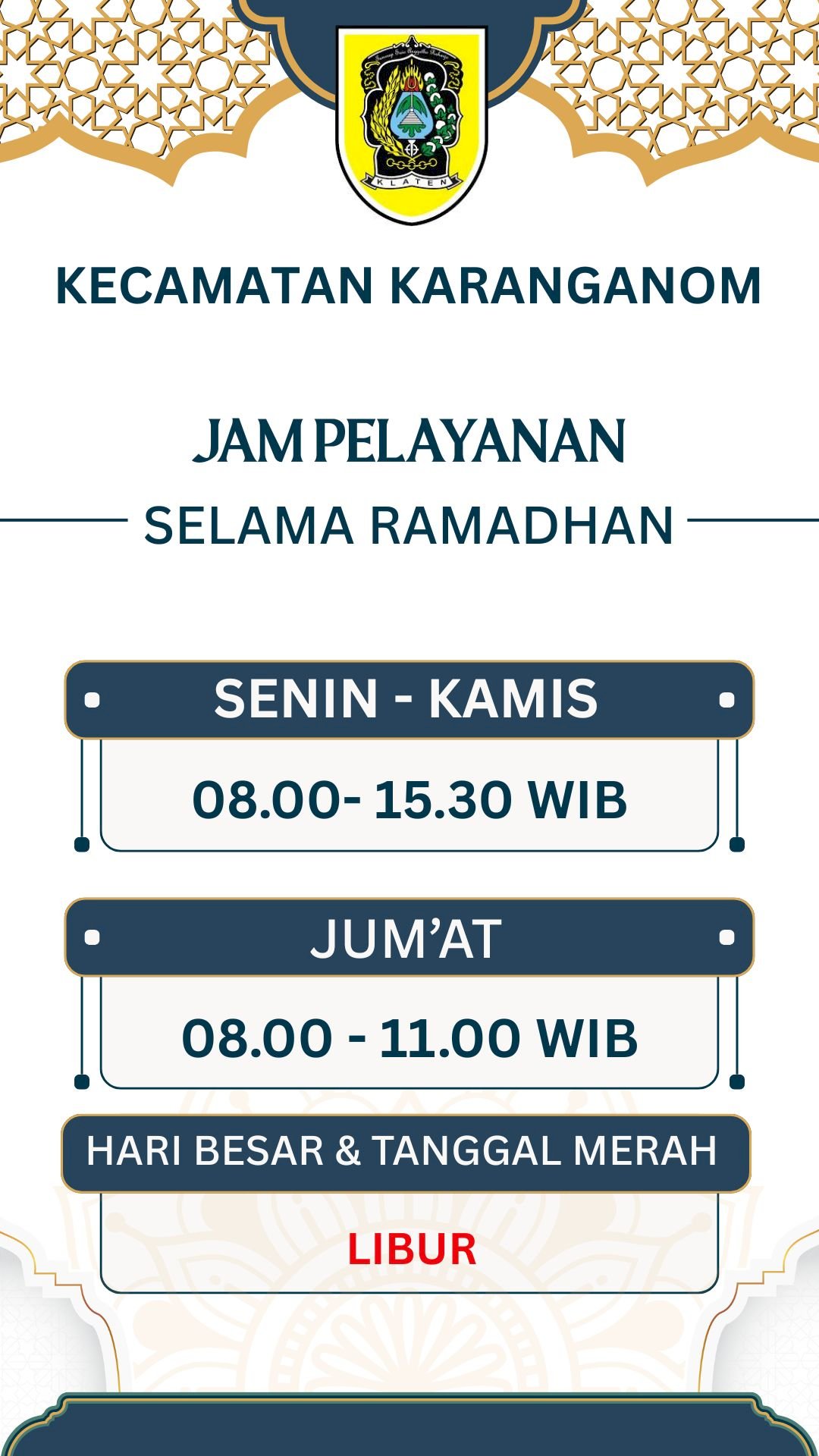JAM PELAYANAN SELAMA RAMADHAN 2026